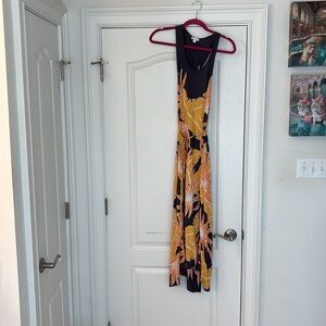 GAP Charcoal Gray Floral Print Dress- Size Large